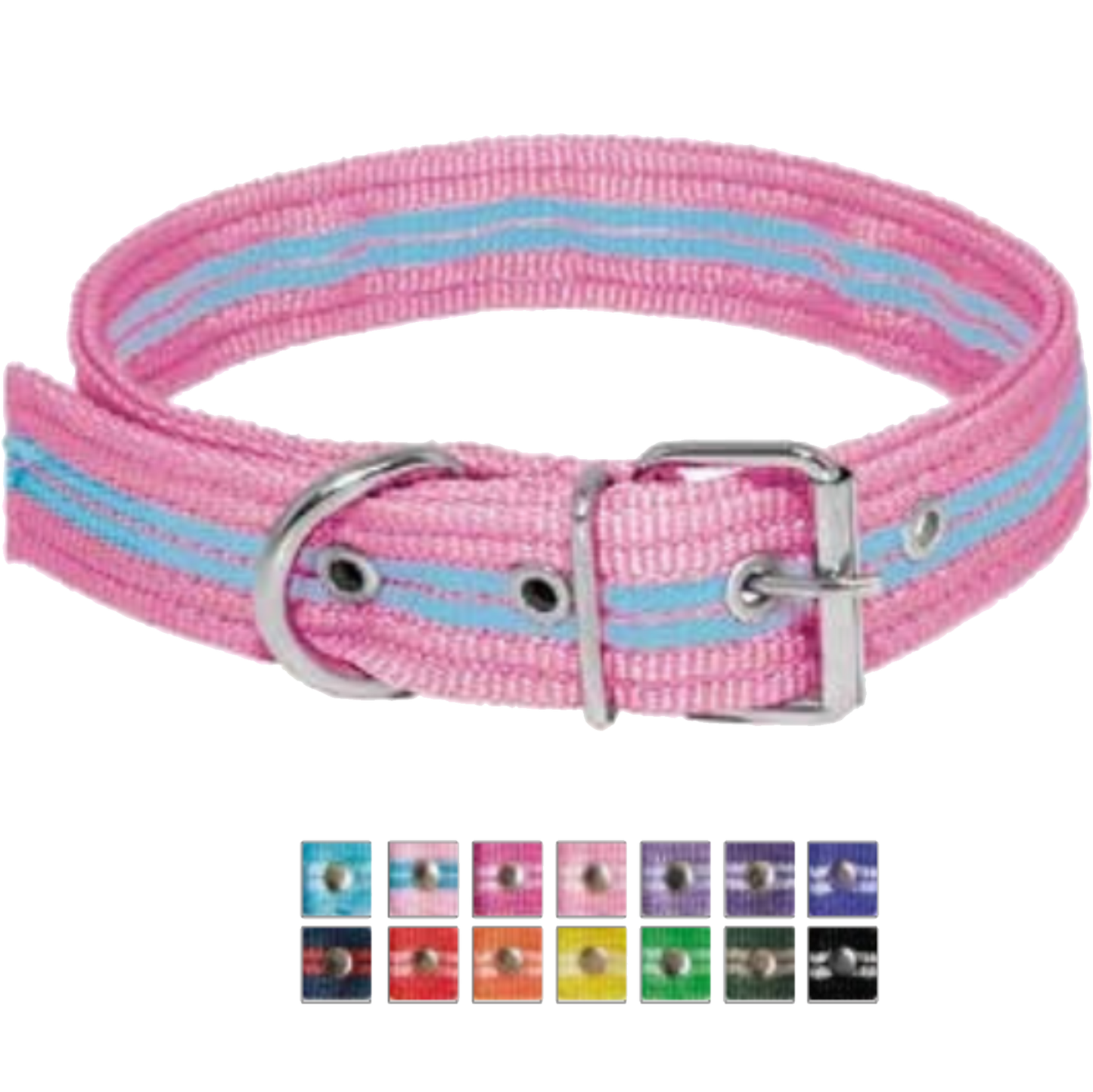 Collar Laes Liso Rayado Con Hebilla Para Perro