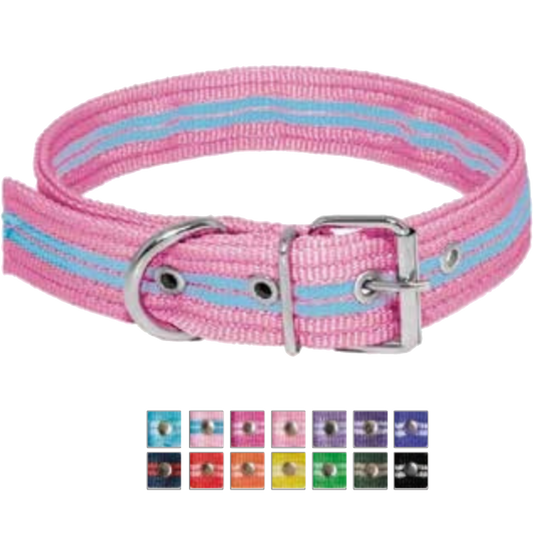 Collar Laes Liso Rayado Con Hebilla Para Perro
