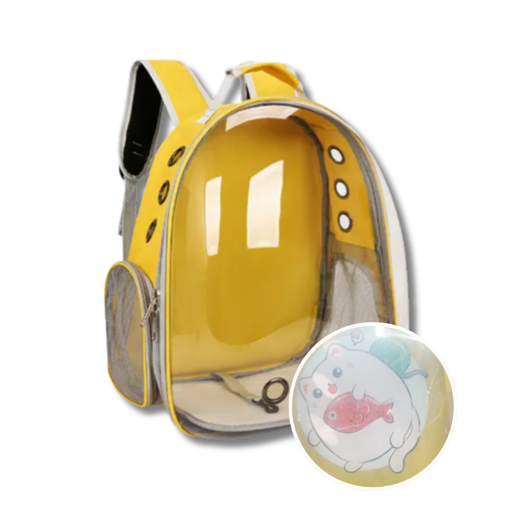 MOCHILA TRANSPARENTE CON DISEÑO CARA DE GATO