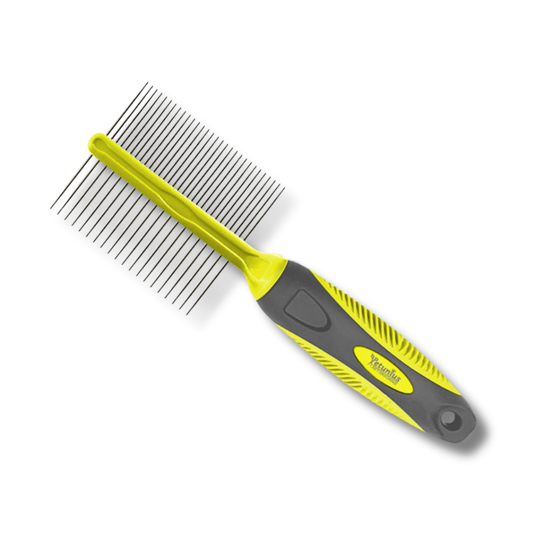 PEINE METALICO DOBLE PETUNIUS by SUNNY CON MANGO ANTIDERRAPANTE 19 30 DIENTES pelo largo y pelo corto