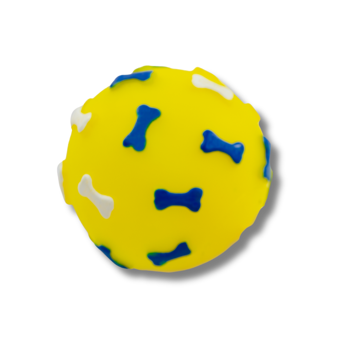 TINNY CHUMS PELOTA MEDIANA DE VINIL C/HUESOS Y SONIDO TIPO SQUEAKY 7.6cm BY SHARPAW