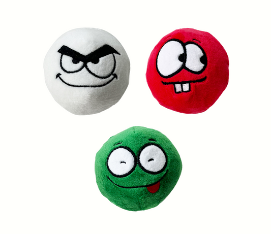 FLUFFY CHUMS JUGUETE DE PELUCHE CON SONIDO TIPO SQUEAKY SET 3 PELOTAS NAVIDAD 9cm C U by SHRAPAW