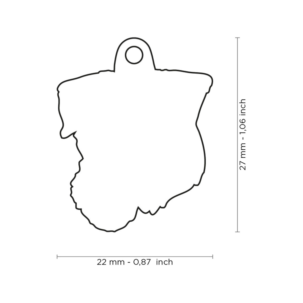 PLACA DE IDENTIFICACIÓN EN FORMA DE PERRO JACK RUSSELL BROKEN, GRABADO INCLUIDO