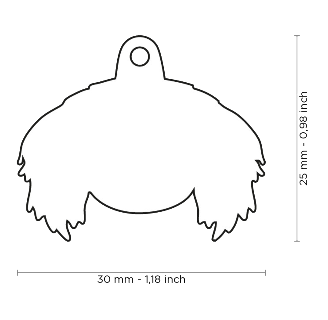 PLACA DE IDENTIFICACIÓN EN FORMA DE PERRO PEKINÉS, GRABADO INCLUIDO