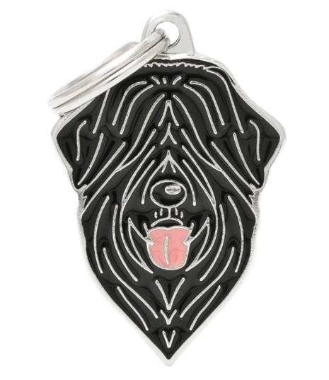 PLACA DE IDENTIFICACIÓN EN FORMA DE PERRO TERRIER RUSO NEGRO, GRABADO INCLUIDO