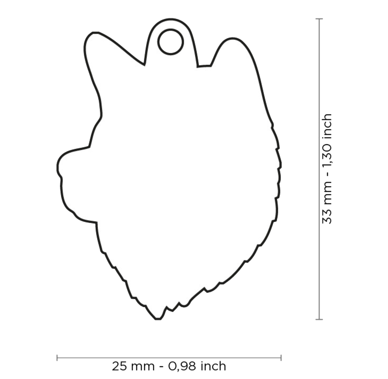 PLACA DE IDENTIFICACIÓN EN FORMA DE PERRO AKITA INU, GRABADO INCLUIDO