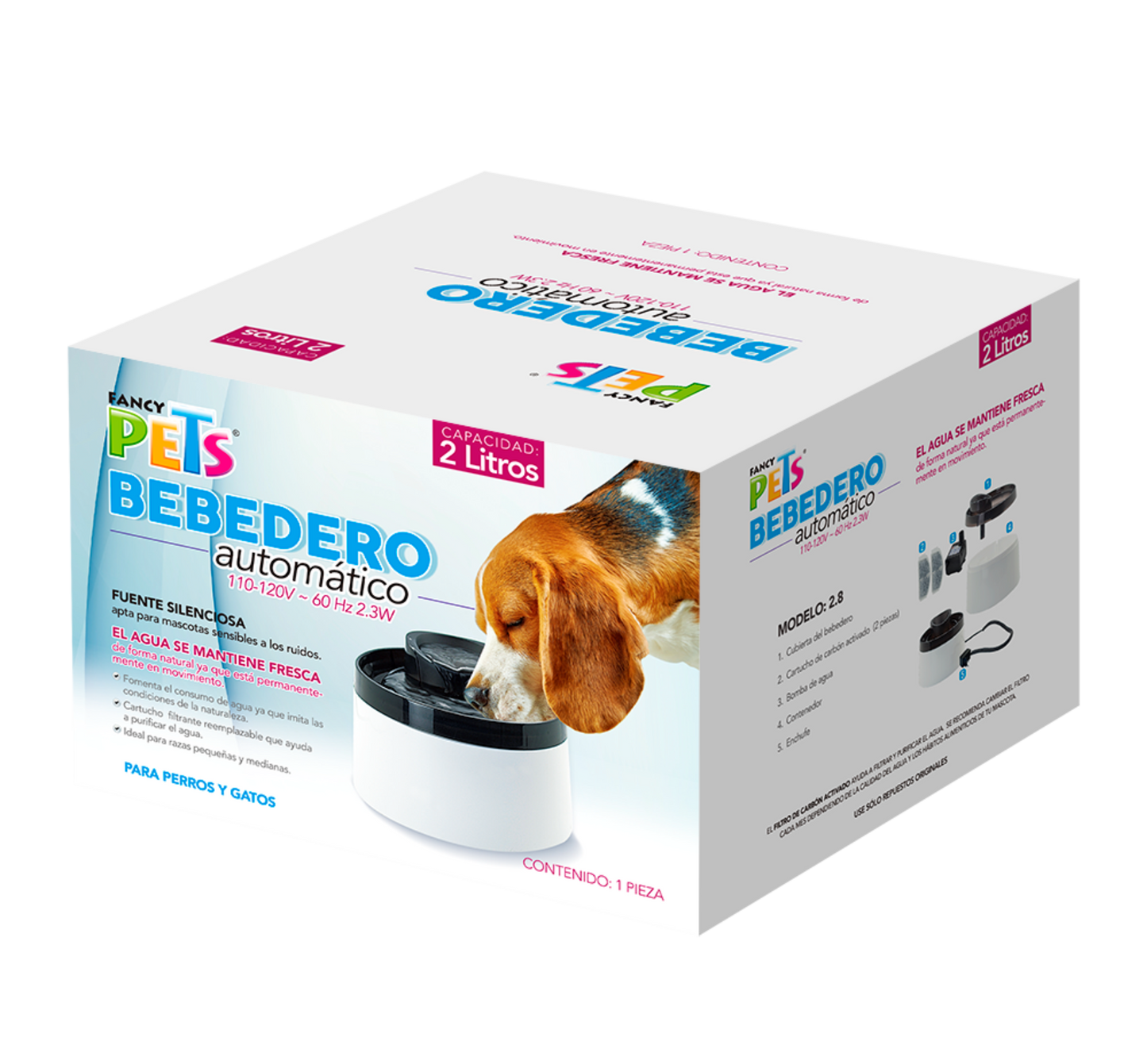 Dispensador Fuente De Agua Para Mascotas 2 Litros Fancy Pets