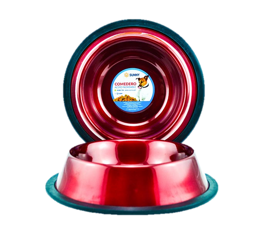 Platos De Acero Inoxidable Color Rojo Para Mascotas