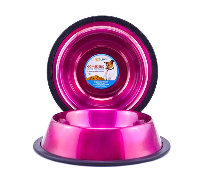 Platos De Acero Inoxidable Color Rosa Para Mascotas