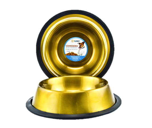 Platos De Acero Inoxidable Color Oro Para Mascotas