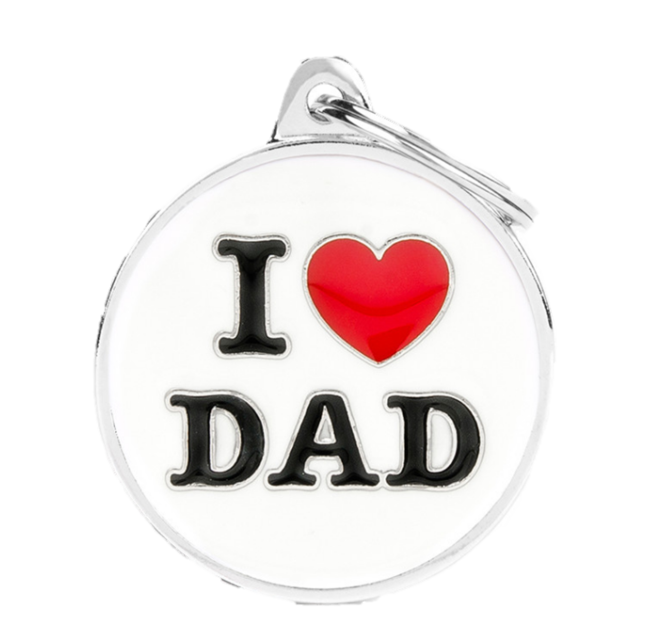 Placa De Identificación En Forma Circular "I Love Dad", Grabado Incluido