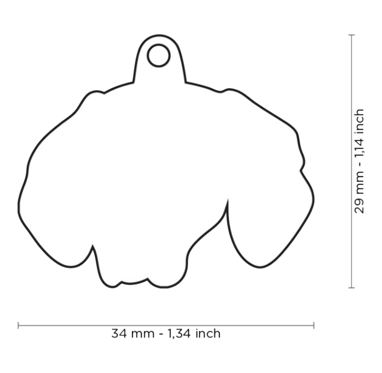 PLACA DE IDENTIFICACIÓN EN FORMA DE PERRO VISZLA,  GRABADO INCLUIDO