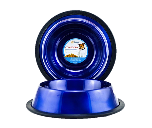 Platos De Acero Inoxidable Color Azul Marino Para Mascotas