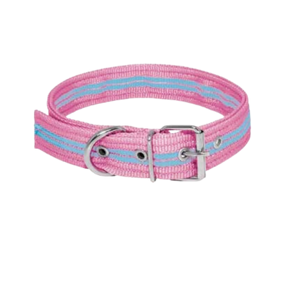 Collar Laes Liso Rayado Con Hebilla Para Perro