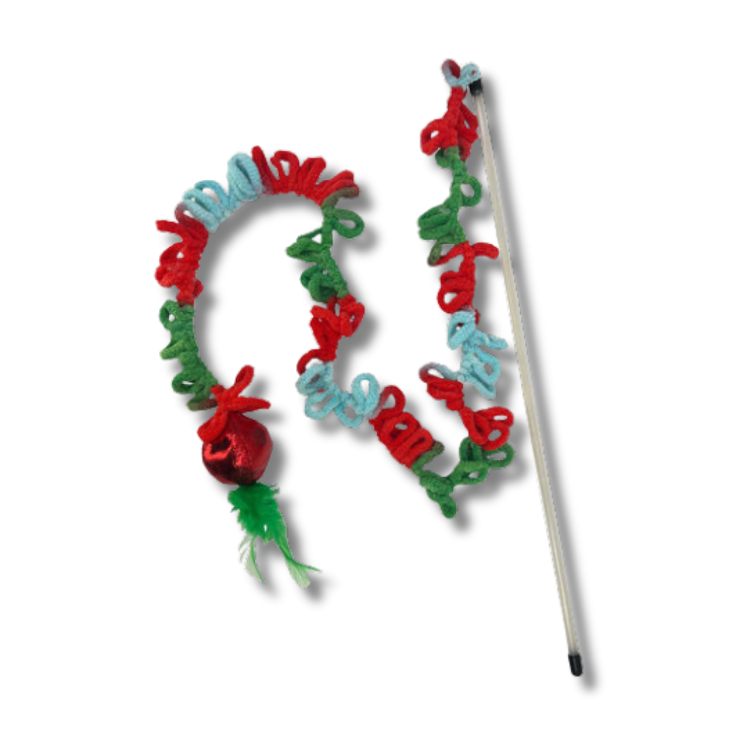 JUGUETE NAVIDEÑO EN FORMA DE VARITA CON AROS MULTICOLOR PARA GATOS