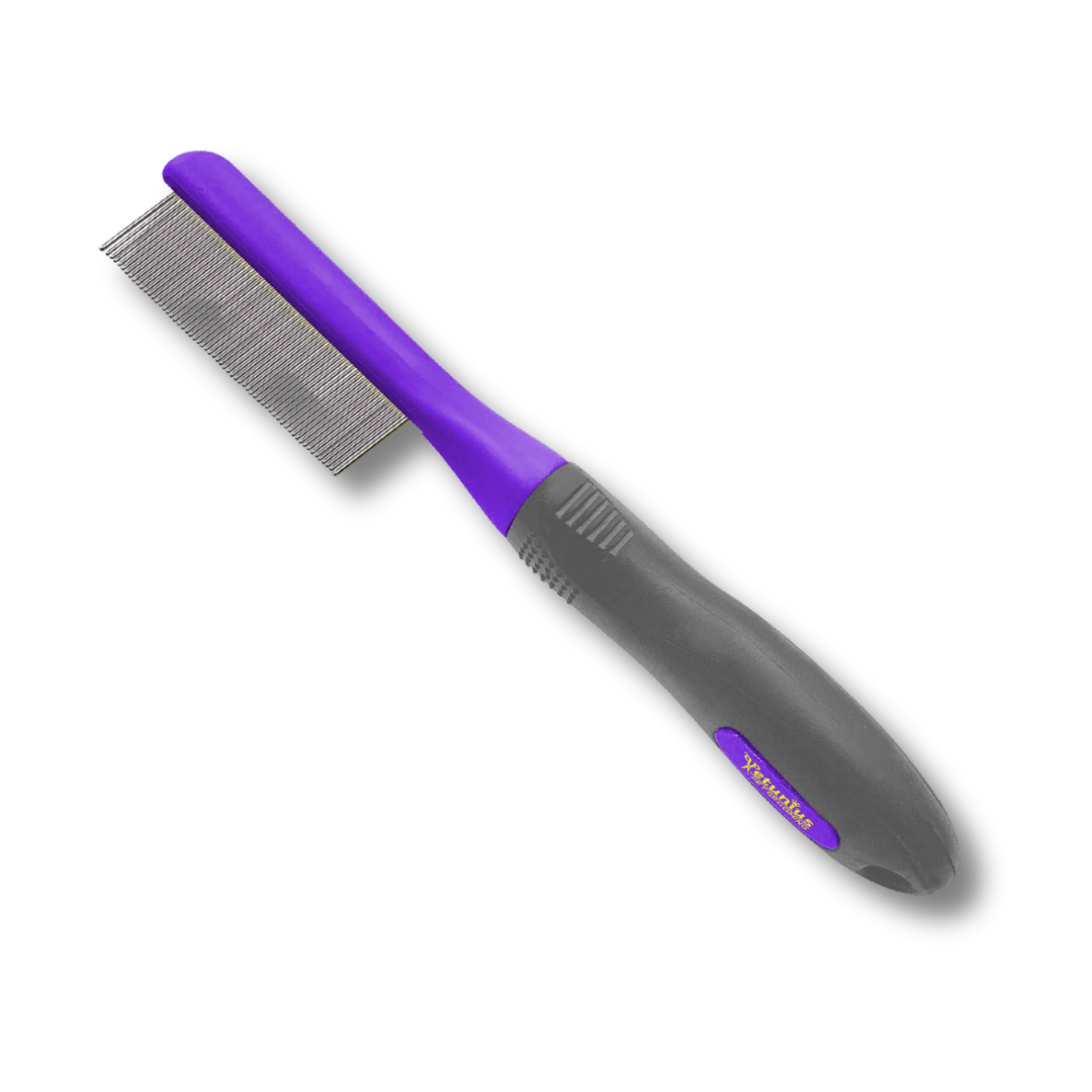 PEINE METALICO MINI CON MANGO ANTIDERRAPANTE CON PUNTAS FIJAS 50 DIENTES pelo largo y pelo corto