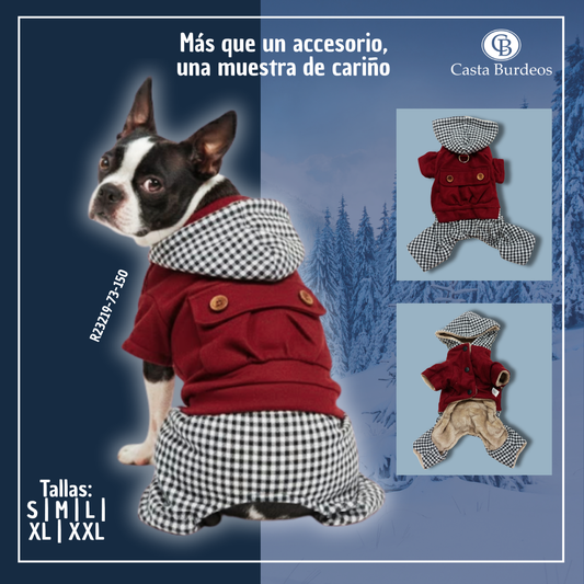 ROPA CON PANTALON CUADROS 2XL VINO