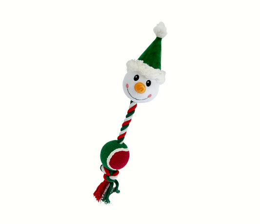FLUFFY CHUMS JUGUETE DE PELUCHE CON SONIDO TIPO SQUEAKY ESTILO MONO DE NIEVE C CUERDA Y PELOTA 36cm by SHARPAW