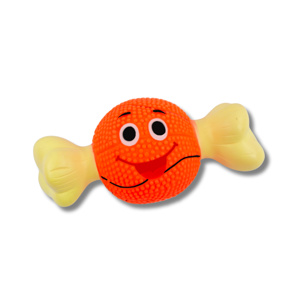 TINNY CHUMS BALON BASKETBOL C/HUESO DE VINIL C/SONIDO TIPO SQUEAKY 16cm BY SHARPAW