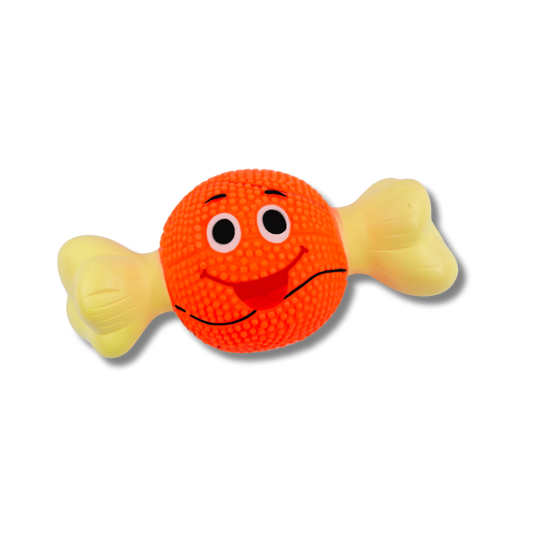 TINNY CHUMS BALON BASKETBOL C/HUESO DE VINIL C/SONIDO TIPO SQUEAKY 16cm BY SHARPAW