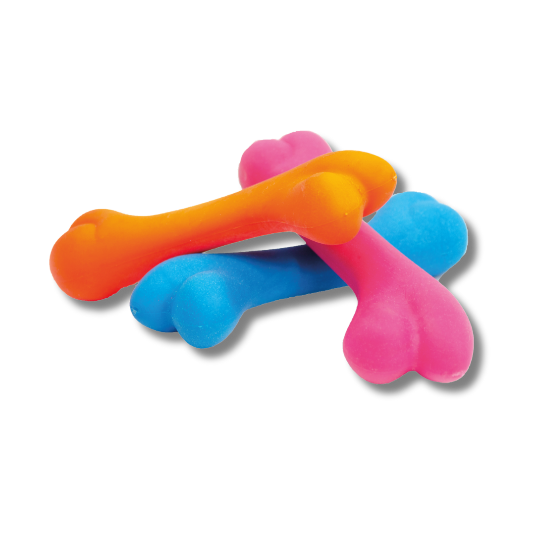 TINNY CHUMS HUESO LISO DE CAUCHO SOLIDO VARIOS COLORES 12cm by SHARPAW