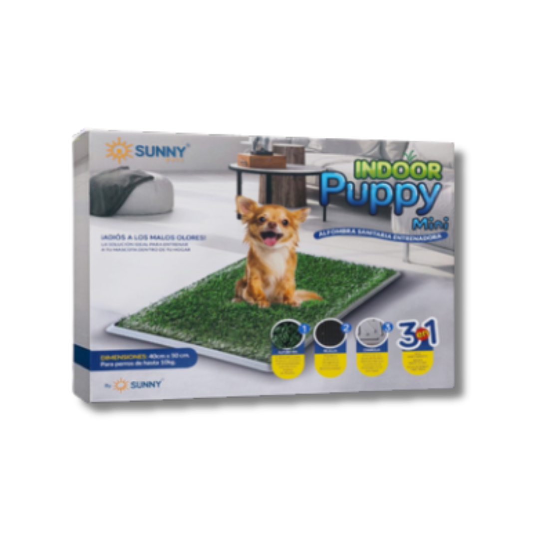 TAPETE SANITARIO IMPORTADO INDOOR PUPPY (MINI) 40 X 50cm     (incluye pasto sintetico, rejilla antihumedad y charola)