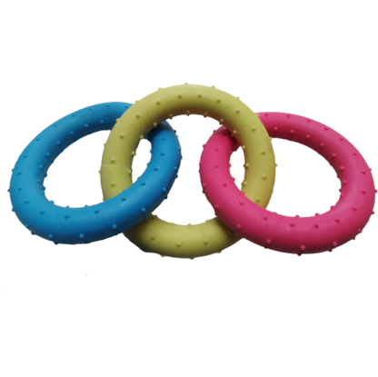 TINNY CHUMS TRIPLE ARO C/PICOS DE CAUCHO SOLIDO VARIOS COLORES 18.5cm by SHARPAW