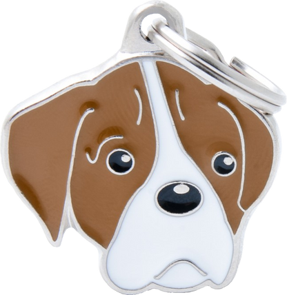 Placa De Identificación En Forma De Perro Raza Boxer, Grabado Incluido