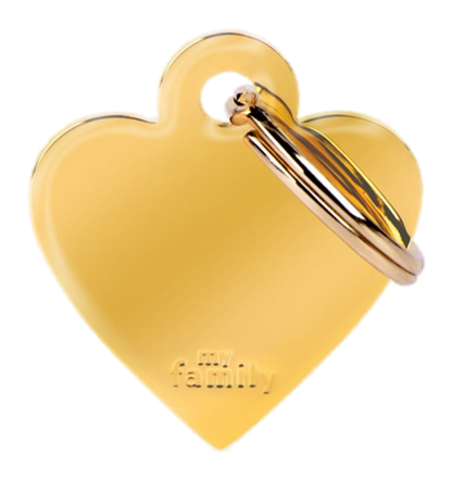 Placa De Identificación Dorada Para Mascotas, En Forma De Hueso, Redonda O Forma De Corazón, Grabado Incluido
