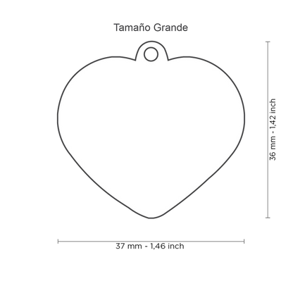 Placa De Identificación En Forma De Corazón Esmaltado, Grabado Incluido