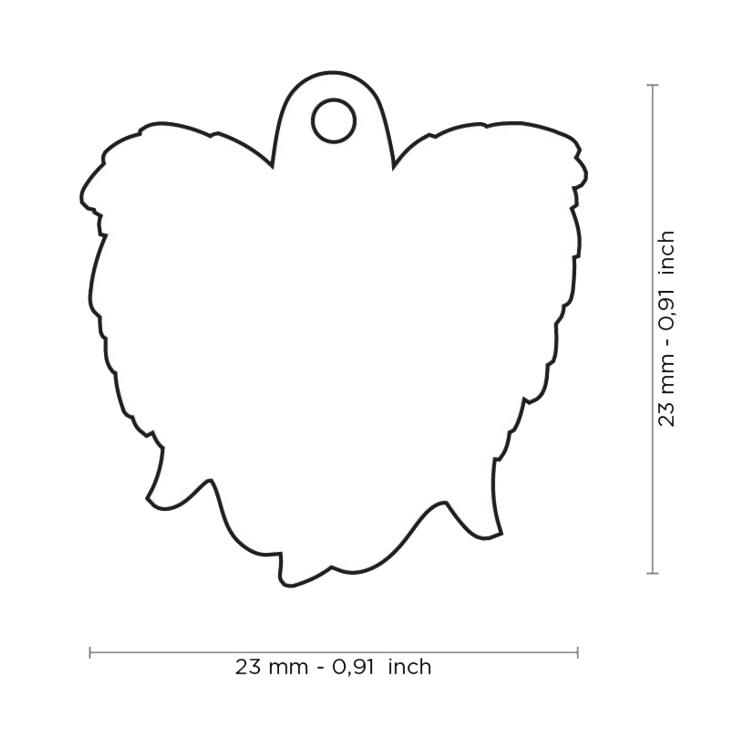 PLACA DE IDENTIFICACIÓN EN FORMA DE PERRO PAPILLON, GRABADO INCLUIDO