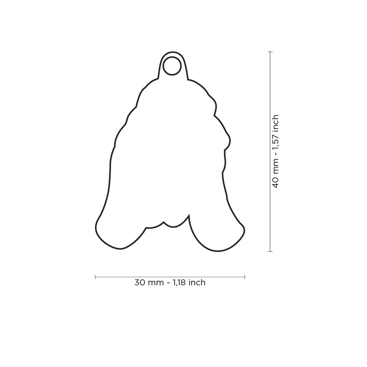 PLACA DE IDENTIFICACIÓN EN FORMA DE PERRO BASSET HOUND, GRABADO INCLUIDO
