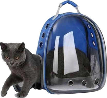 MOCHILA TRANSPORTADORA CON RESPIRADORES TRANSPARENTE PARA GATOS Y PERROS MASCOTAS