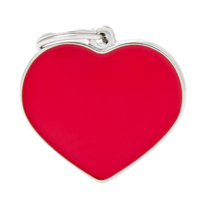 Placa De Identificación En Forma De Corazón Esmaltado, Grabado Incluido