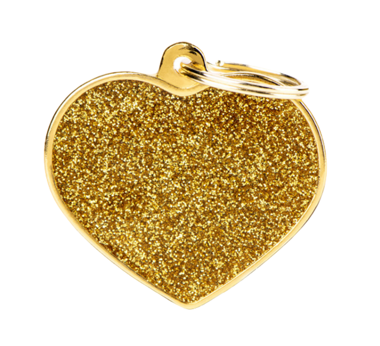 Placa De Identificación Dorada En Forma De Corazón Con Brillantina, Grabado Incluido