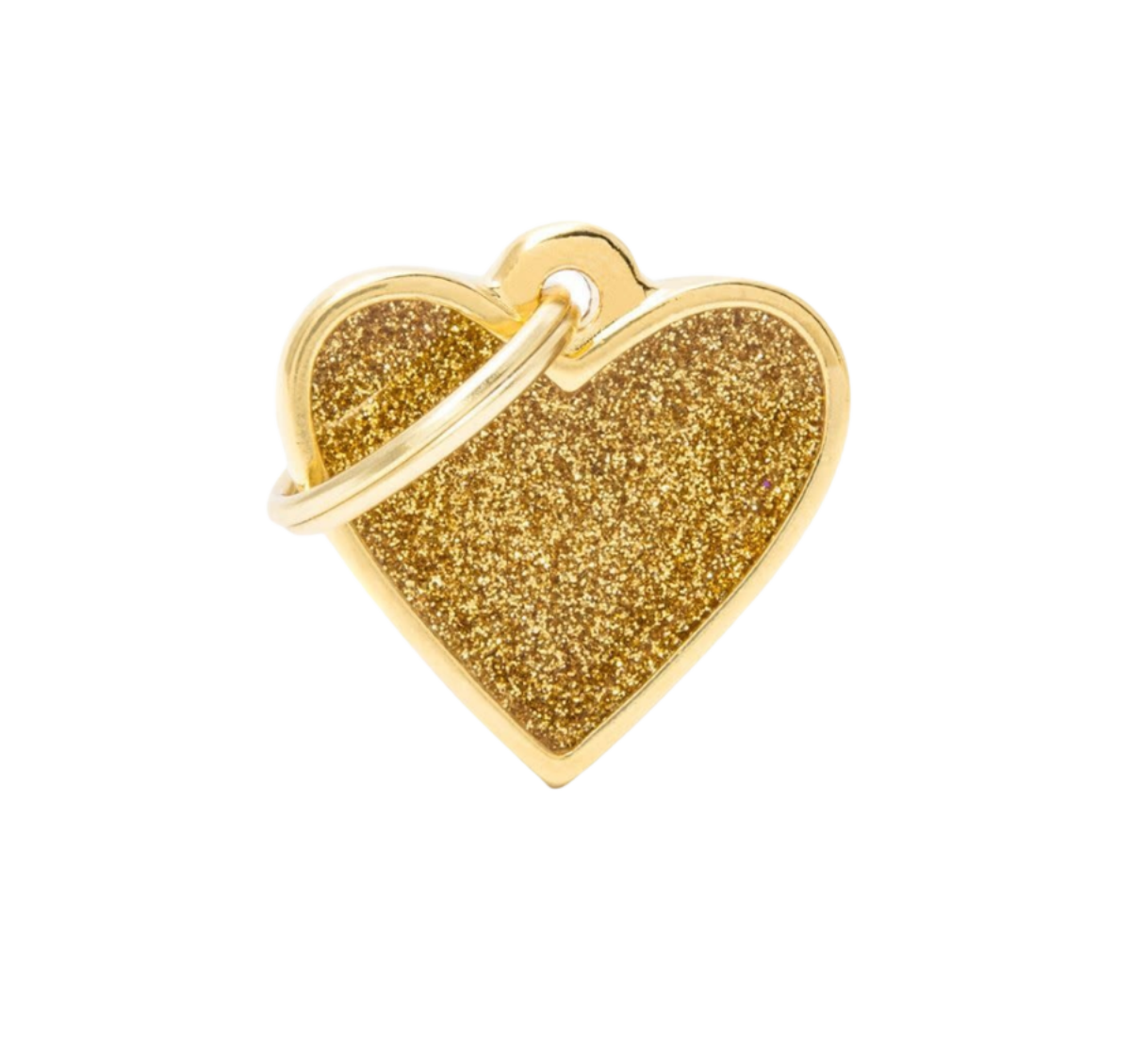 Placa De Identificación Dorada En Forma De Corazón Con Brillantina, Grabado Incluido