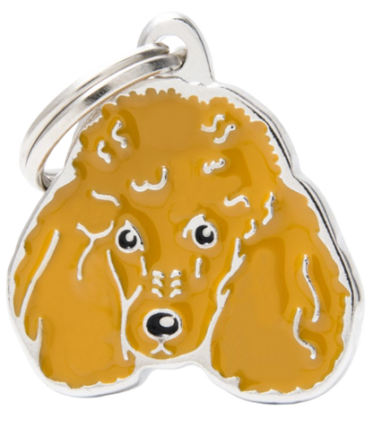 Placa De Identificación En Forma De Perro Poodle, Grabado Incluido