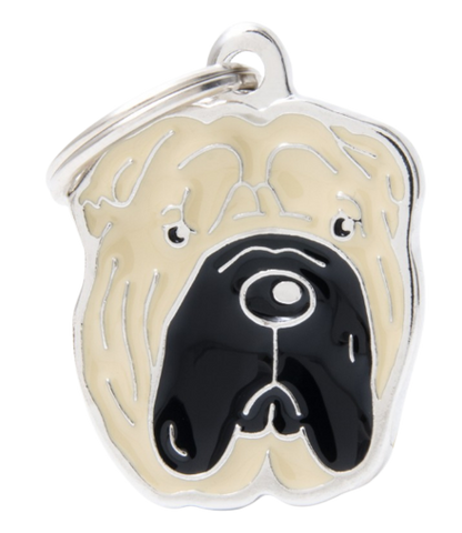 PLACA DE IDENTIFICACIÓN EN FORMA DE PERRO SHAR PEIN, GRABADO INCLUIDO