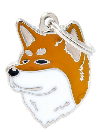 PLACA DE IDENTIFICACIÓN EN FORMA DE PERRO AKITA INU, GRABADO INCLUIDO