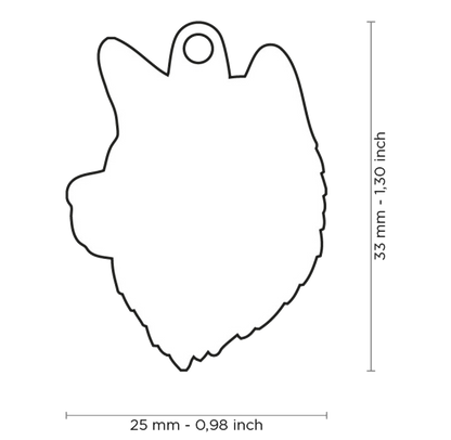 PLACA DE IDENTIFICACIÓN EN FORMA DE PERRO AKITA INU, GRABADO INCLUIDO