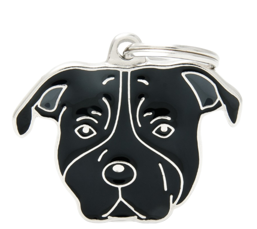Placa De Identificación En Forma De Perro Amstaff, Grabado Incluido