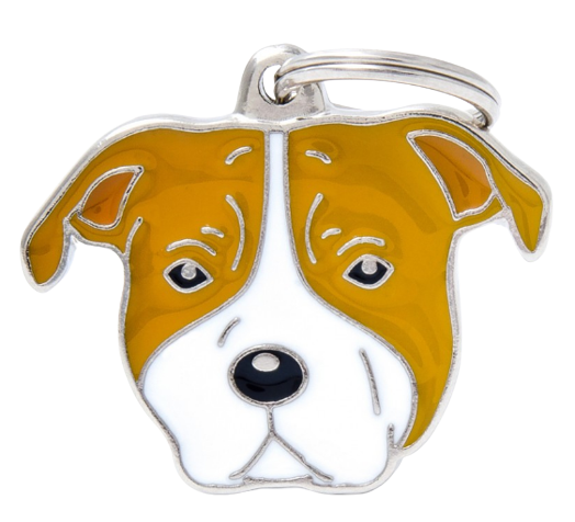 Placa De Identificación En Forma De Perro Amstaff, Grabado Incluido