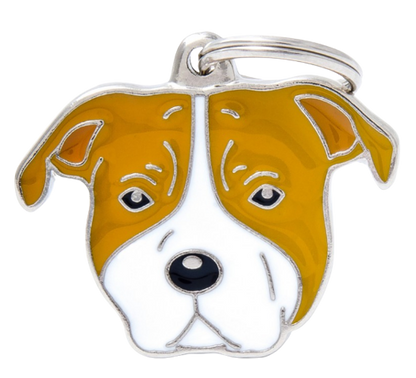 Placa De Identificación En Forma De Perro Amstaff, Grabado Incluido