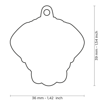 PLACA DE IDENTIFICACIÓN EN FORMA DE PERRO MASTÍN NAPOLITANO, GRABADO INCLUIDO