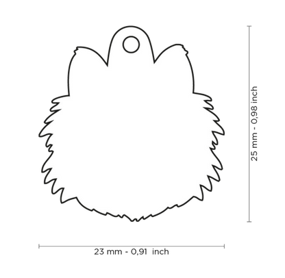 PLACA DE IDENTIFICACIÓN EN FORMA DE PERRO POMERANIA, GRABADO INCLUIDO