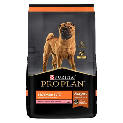 Alimento Pro Plan Sensitive Skin Para Perros Adultos De Razas Medianas Y Grandes Optiderma Con Carne De Salmón