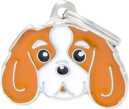 Placa De Identificación En Forma De Perro Cavalier King, Grabado Incluido