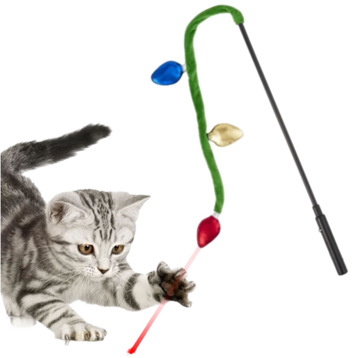JUGUETE NAVIDEÑO EN FORMA DE VARITA CON LASER INTERACTIVO PARA GATOS