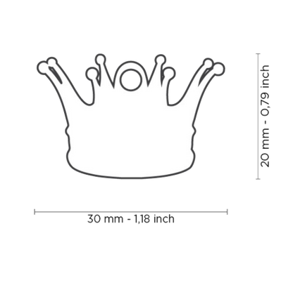 PLACA DE IDENTIFICACIÓN EN FORMA DE CORONA, GRABADO INCLUIDO