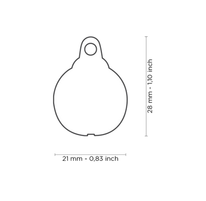 PLACA DE IDENTIFICACIÓN EN FORMA DE CATARINA CHICA, GRABADO INCLUIDO